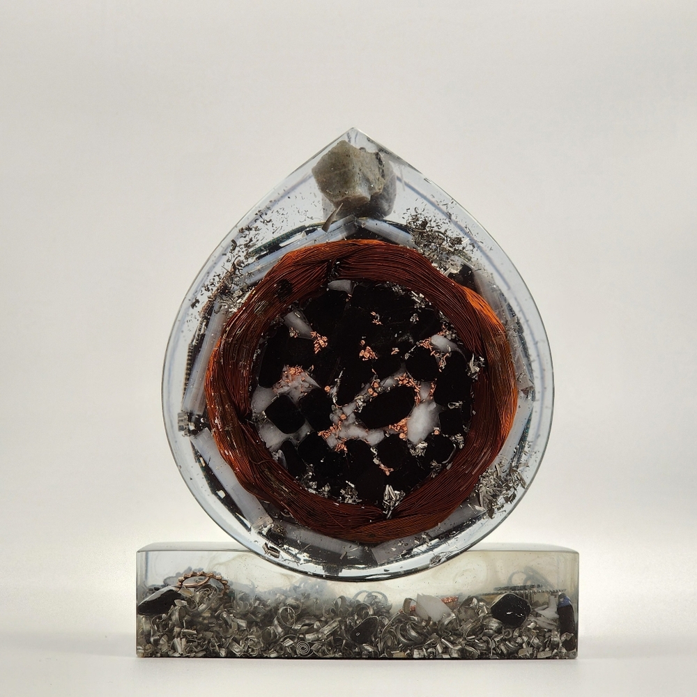 Electric Orgonite Teardrop with stand, Provides EMF and 5G Protection, Energy